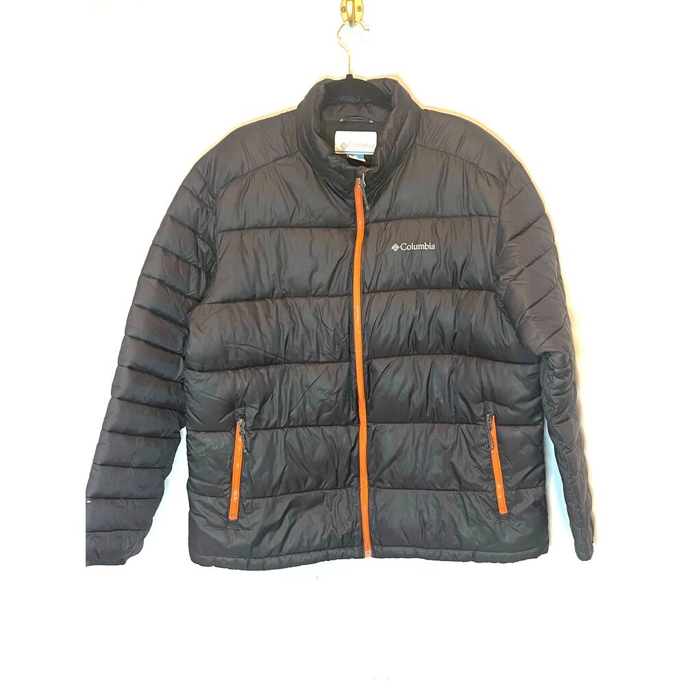 Mens Columbia Frost Fighter Puffer Jacket Black With Orange Accents Size XL - Picture 1 of 6